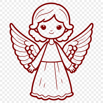 A vector illustration of a serene angel with wings and halo.