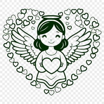 An SVG illustration of a cherubim-style angel with a gentle expression and outstretched wings.