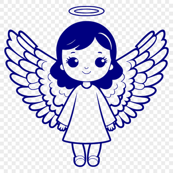 A detailed illustration of a winged angel in vector form, suitable for various digital applications.