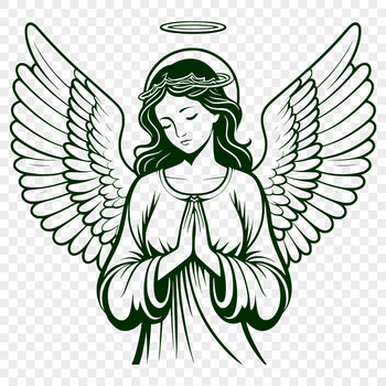 A digital illustration of a winged heavenly being in vector format.