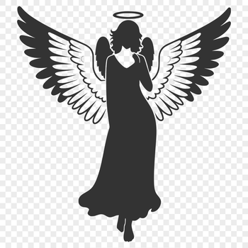 A stylized illustration of a winged angel, created as a vector graphic in SVG format.