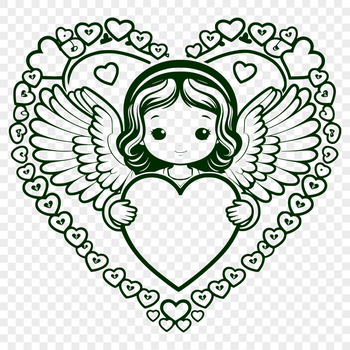 Vector illustration of a winged angel with outstretched arms.