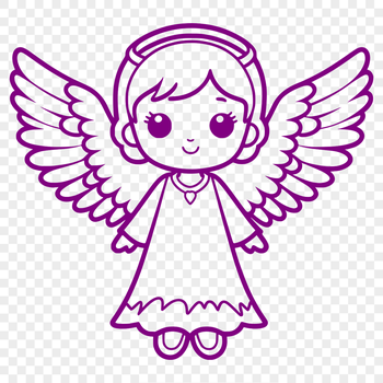 A detailed illustration of a winged angel, suitable for vector art projects.