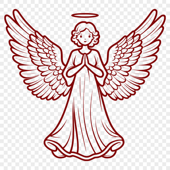 Vector illustration of a winged angel with intricate details.