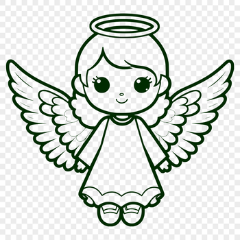 A stylized illustration of a winged angel in a digital vector format.