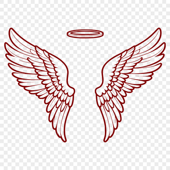 A pair of stylized angel wings with a delicate halo, ideal for vector art designs.