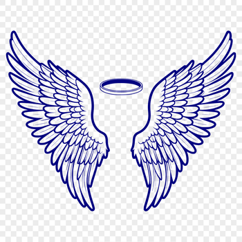A stylized illustration of angel wings with a subtle halo effect, suitable for digital designs and crafts.