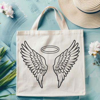 Illustrative angel wings with a subtle halo effect, suitable for digital use as a vector art design.
