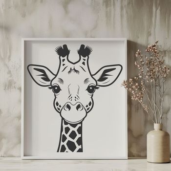 A vector illustration of a tall, spotted giraffe with long neck and legs, suitable for various design applications.