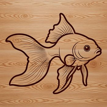 A simple stylized representation of a goldfish, created as a reusable vector design for various applications.