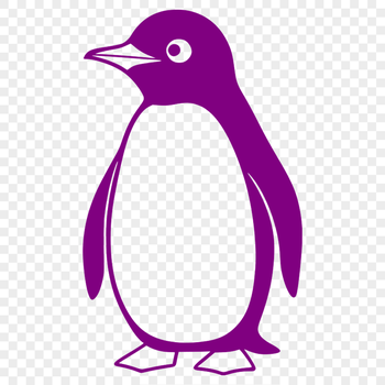 An isolated vector graphic of a penguin in a straightforward design style.