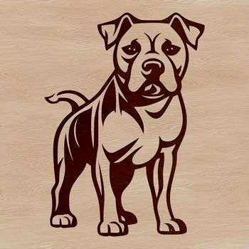 A pitbull breed of dog standing on its hind legs.