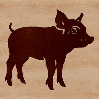 A digital illustration of a standing pig with a simple design.