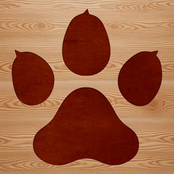 Vector illustration of animal paw print with detailed texture.