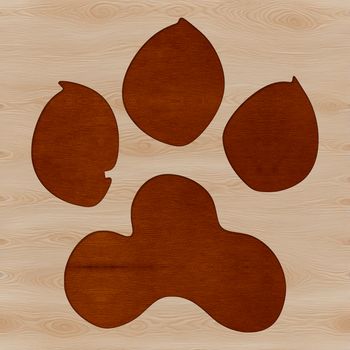 A digital illustration of a realistic animal paw print in vector format.