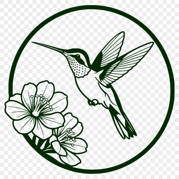 A colorful hummingbird perched on a floral branch, suitable for vector art projects.
