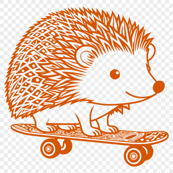 A cartoon hedgehog character on a skateboard, created as vector art for easy editing.