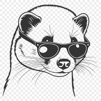 A cartoon-style illustration of a ferret wearing sunglasses.