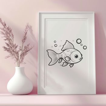 A simple vector illustration of a goldfish swimming in water.
