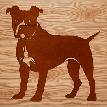 A standing Pitbull breed dog illustrated in vector format for various design applications.
