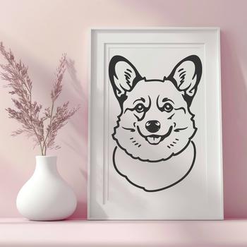 A cartoon-style illustration of a Corgi's head, suitable for digital crafting and design.