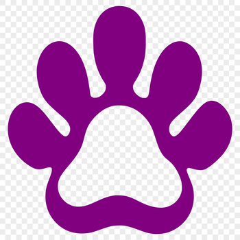 A stylized illustration of animal paw prints in various sizes and arrangements.