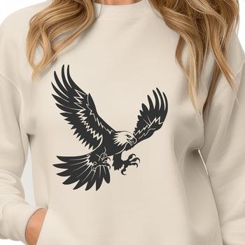 A detailed illustration of a majestic eagle in mid-flight, showcasing its full body and wingspan.
