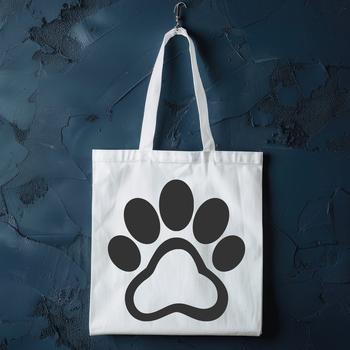 A stylized illustration of an animal's paw print, designed as a vector graphic.