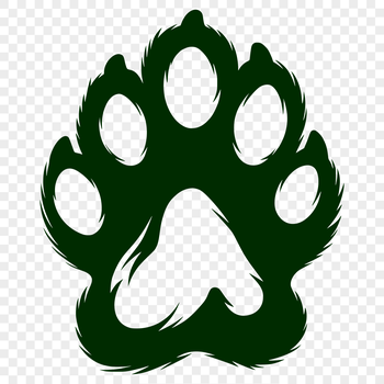 A single paw print in black and white vector format.