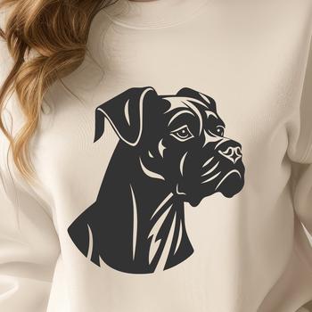 An illustration of a boxer dog's head, suitable for digital crafting and design.