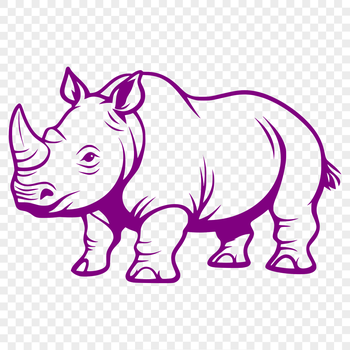 A detailed illustration of an African rhino in a natural habitat setting.