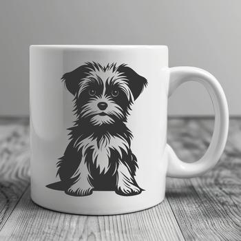 Artistic Sitting Morkie - PNG