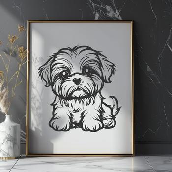An SVG vector graphic of a Shih Tzu in a sitting position.