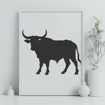 A simple outline illustration of a full body cow in silhouette, suitable for graphic design and printing.