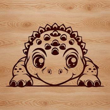 A prehistoric baby ankylosaurus dinosaur with armor plating, depicted in simple vector lines.
