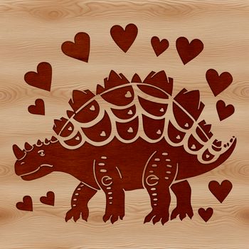 An illustration of an Ankylosaurus dinosaur with heart symbols around its body.