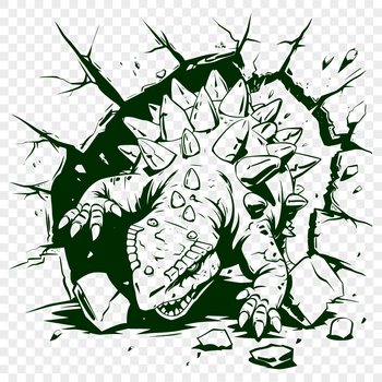 An illustration of a prehistoric Ankylosaurus dinosaur in full body form.