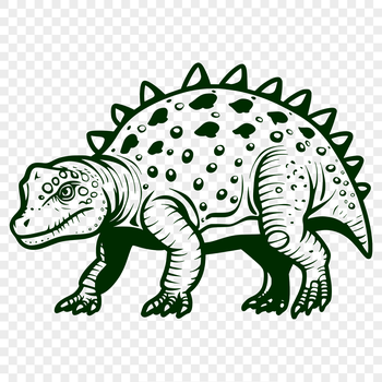 A full-body illustration of an Ankylosaurus, a prehistoric dinosaur with armor plating and a club-like tail.
