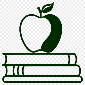 A digital illustration of a stack of books with an apple design, suitable for educational and creative projects.