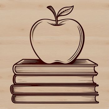 A digital illustration of a book featuring the Apple logo, suitable for educational purposes.
