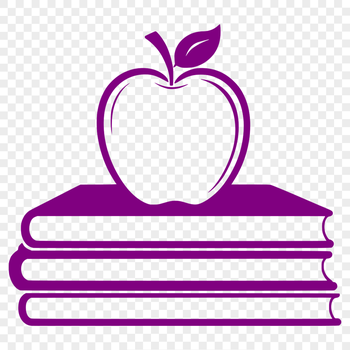 Illustrated apple book icon for educational purposes with a simple design suitable for vector art.
