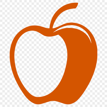 A stylized illustration of a single apple with smooth curves.