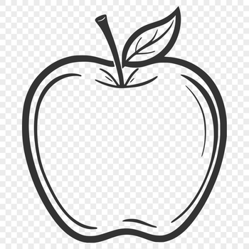 A stylized illustration of a single apple, suitable for cutting or stenciling with a Cricut machine.