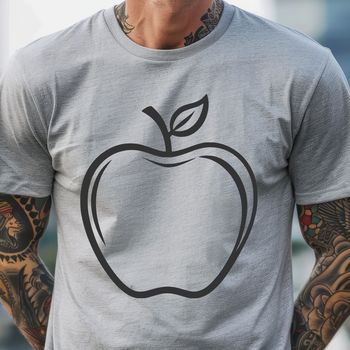 A high-quality illustration of a single red apple on a white background, suitable for graphic design and printing.