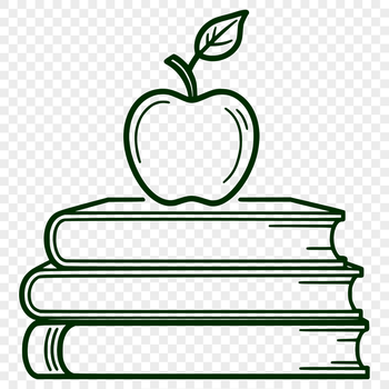 A digital illustration of a textbook with the Apple logo, suitable for educational purposes.