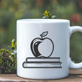 An SVG icon of a book featuring the Apple brand, ideal for use in teaching materials and vector graphics applications.