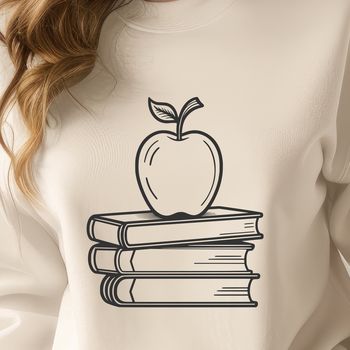 A digital illustration of a book featuring the Apple logo, suitable for educational settings or creative projects.