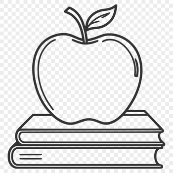 SVG graphic illustration of an open book with the Apple logo on the cover.
