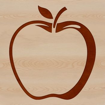 A simple vector graphic design of a sliced apple in various colors.
