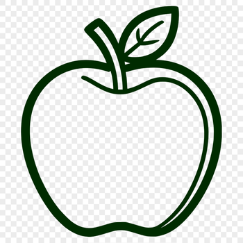 A detailed illustration of a red apple with slight texture and shading.
